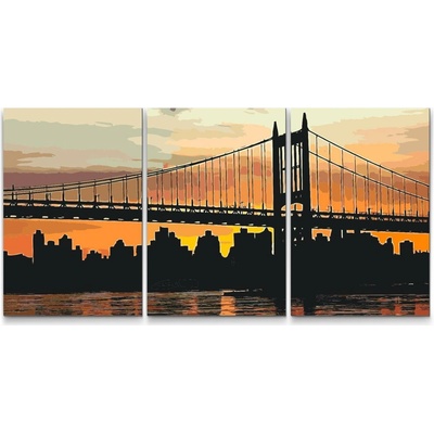 Painting Queens Západ slnka v meste sada 3 ks 80 x 120 cm bez rámu PBNSET/03SUNSETCITY/80 x 120_80 x 120_80 x 120/WO