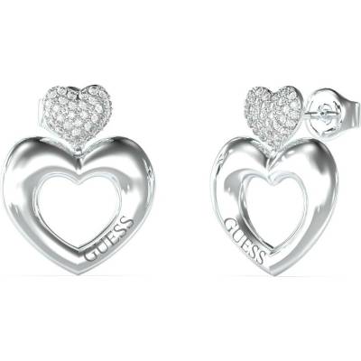 Guess Ocelové srdíčkové náušnice Crazy In Love JUBE05209JWRHT/U