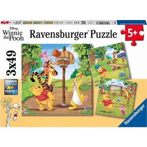 Ravensburger Детски пъзел Ravensburger от 3 x 49 части - Мечо Пух: Спортен ден (5187) - baby