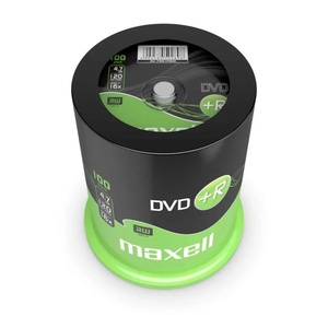 Maxell DVD+R MAXELL, 4, 7 GB, 16x, 100 бр. CAKE BOX (ML-DDVD-plusR4.7-100SH-C) - smartx