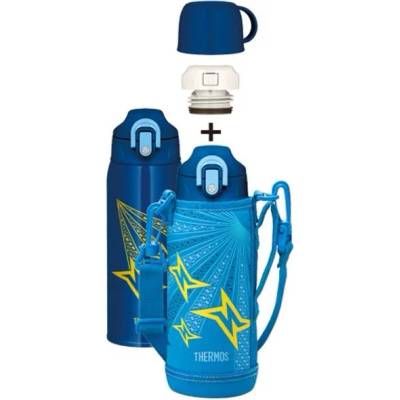 Термос за деца Active, с 2 капачки и калъф, 800 мл, син (120030)