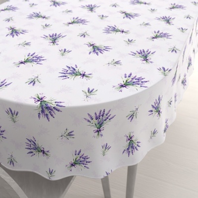 Biante Teflónový oválny obrus TF-128 Vetvičky levandúľ na bielom 140x220 cm