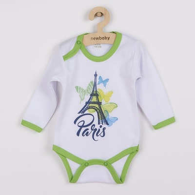 NEW BABY Dojčenské body s dlhým rukávom Towns zelené