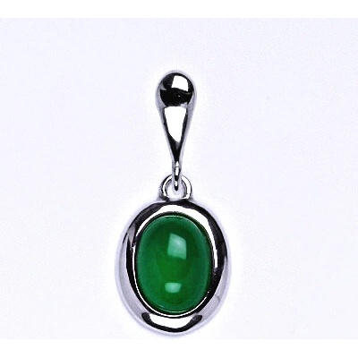 Čištín Zlatý přívěsek přírodní Green agate bílé i žluté zlato P 1355 22