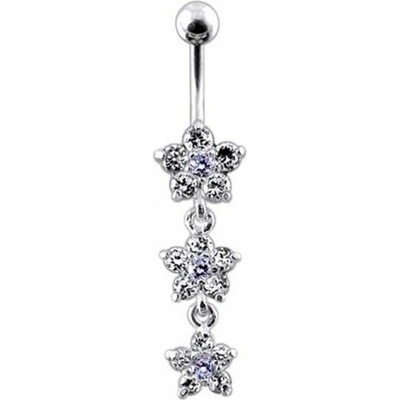 S4U Stříbrný piercing do pupíku kytičky BP01123-CP