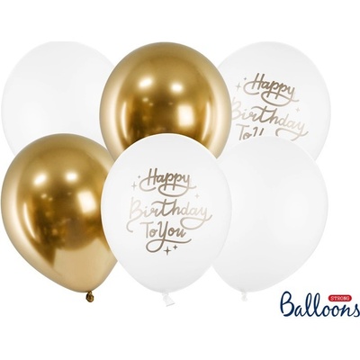 Latexové balonky zlato bílé Happy birthday To You