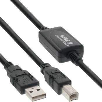 PremiumCord Кабелен ретранслатор USB 2.0, A - B, M/M, 20 m, черен KU2REP20AB (KU2REP20AB)