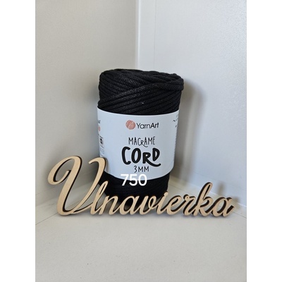 YarnArt Macrame Cord 3mm -750 čierná