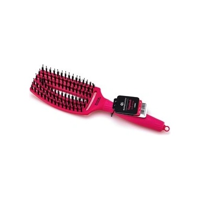 Olivia Garden Fingerbrush Combo Medium Hot Pink четка за коса с влакна от найлон и глиган