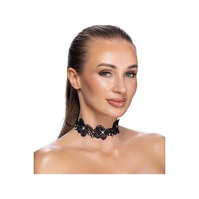 Cotelli Choker Black, čipkový obojok