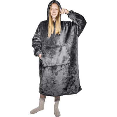 HomeLife Televízna mikina s kapucňou HOODIE sivá 88 x 112 cm 88112H