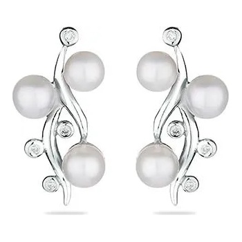 Image 1 of Swan Сребърни обици с естествена перла и цирконий RT259EW Swan