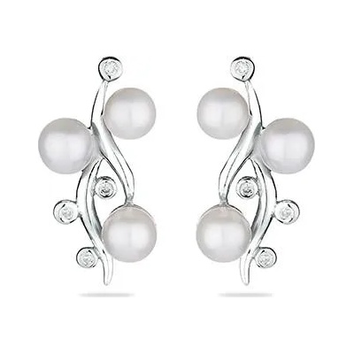 Swan Сребърни обици с естествена перла и цирконий RT259EW Swan