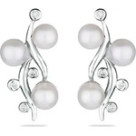 Swan Сребърни обици с естествена перла и цирконий RT259EW Swan