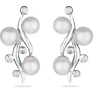 Swan Сребърни обици с естествена перла и цирконий RT259EW Swan