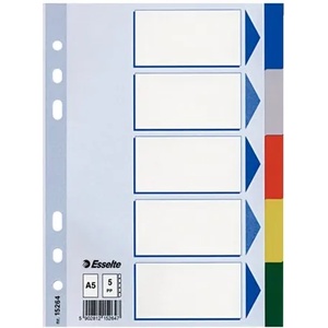 ESSELTE A5 пластмасови разделители от 5 части (15264)