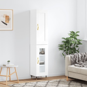 vidaXL Висок шкаф, бял, 34, 5x34x180 см, инженерно дърво (3200369)