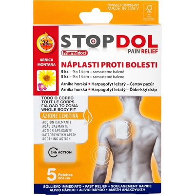 Pharmadoct Stopdol Náplasti proti bolesti s Arnikou 9 x 14 cm 5 ks
