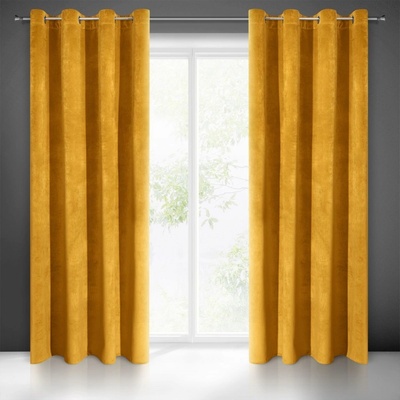 Dekorační velvet závěs s kroužky VERMONT mustard/hořčicová 140x250 cm (cena za 1 kus) MyBestHome