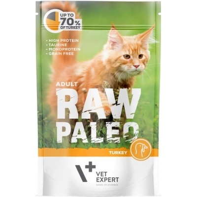 VetExpert Raw Paleo Cat Adult Turkey - пауч за пораснали котки, без зърно, с пуешко месо, 100 гр, Vet Expert - Полша