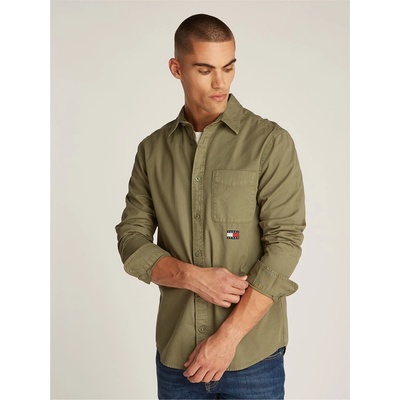 Tommy Jeans TJM REG WASHED TWILL SHIRT - Fatigue Green
