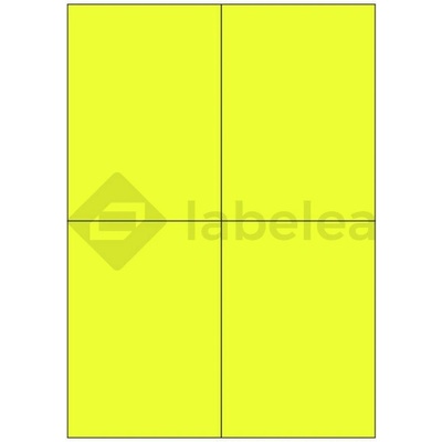 Labelea Samolepiace etikety 105x148 mm signálne farebné papierové, na hárku A4, pre laserovú tlač, Farba etikiet Signálna žltá, Počet hárkov v balení 100 EPY105148SY004S