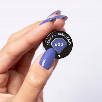 SEMILAC 602 Dark Jeans Hybridní lak na nehty 7ml Pastelově Neonový