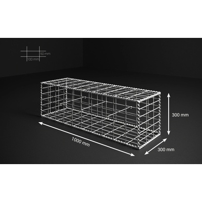 Gabionový koš 100x30x30, velikost oka 5x10cm, povrchová úprava GALFAN (95% Zn - 5% Al)