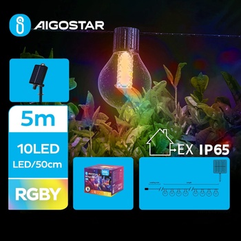 Aigostar - LED Solar декоративни лампички 10xLED/8 функции 5, 5 м IP65 многоцветен (AI0959)