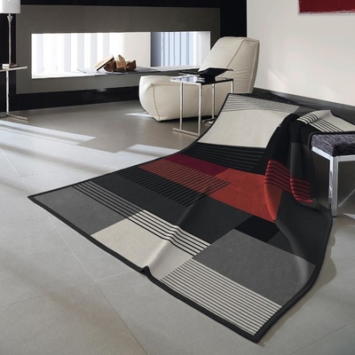 SCANquilt pléd Veluro moderní kostka šedočernocihlová střední 150x200