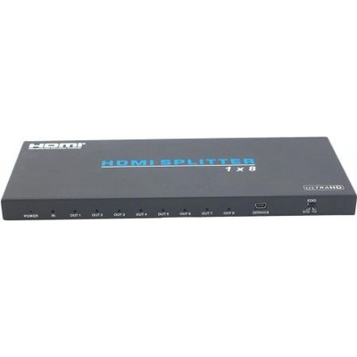 EVOCONNECT Мултиплексор / Сплитер HDMI2.0 4K EvoConnect B18IH 1x8 Сплитер, поддържа 3D 4k@60Hz YUV 4: 4: 4, EDID, HDR, HDCP2.2 (HDV-B18IH)