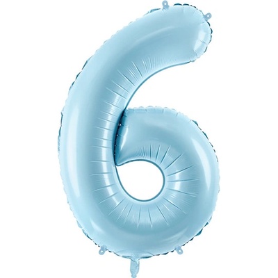 PartyDeco Fóliový balón narodeninové číslo 6 svetlomodrý