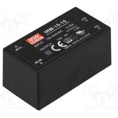 MEAN WELL IRM-15-15 Měnič: AC/DC; 15W; Uvst: 85÷264VAC,120÷370VDC; Uvýst: 15VDC; OUT: 1