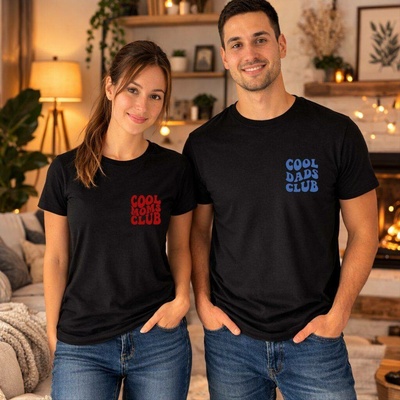 Trička s potiskem COOL CLUB, pro pár Barva: Černá, Velikosti: On XL Ona XL, Varianta potisku: Na srdci