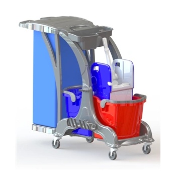 Image 1 of Horecano - Количка за почивстване с 2 кофи, преса и чувал за смет 118x50xh95cm (HCK716) (0133293)