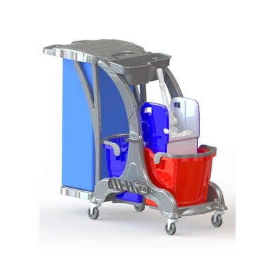 Horecano - Количка за почивстване с 2 кофи, преса и чувал за смет 118x50xh95cm (HCK716) (0133293)
