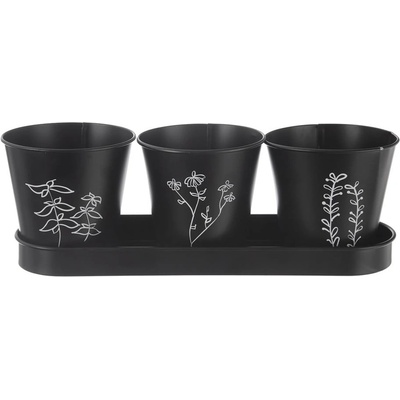 Orion Метални саксии за билки в комплект от 3 бр. ø 11 cm Black - Orion (310628)