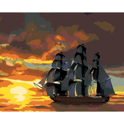 ZUTY Malování podle čísel LOĎ PŘI ZÁPADU SLUNCE D RUSTY RUST Rozměr 40 x 50 cm Rámování bez rámu a bez vypnutí plátna