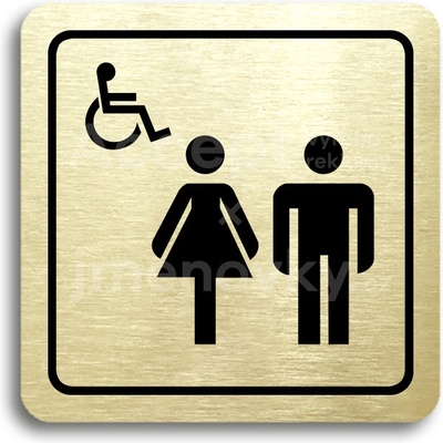 ACCEPT Piktogram WC ženy, muži, invalidé - zlatá tabulka - černý tisk