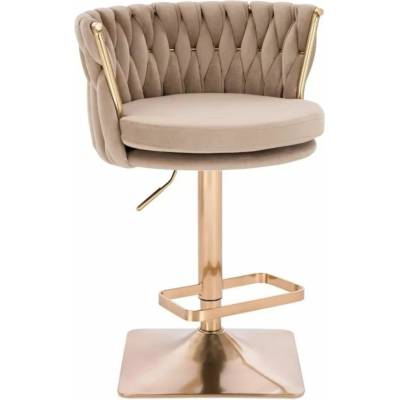 LuxuryForm Design Lyon Velur na zlatej hranatej podstave latte