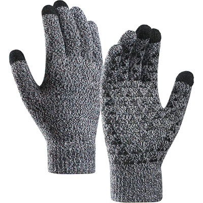 Плетени зимни ръкавици за тъч екрани - Iwarm Winter Braided Touch Gloves with Non-slip Details (23 см) (сив-черен) (ST0018)
