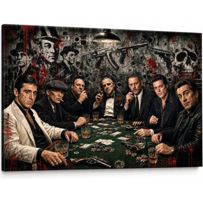 Papilora Obraz mafiánov pri pokri na tmavej stene – 7 gangsterských legiend na plátne - 90x60 cm