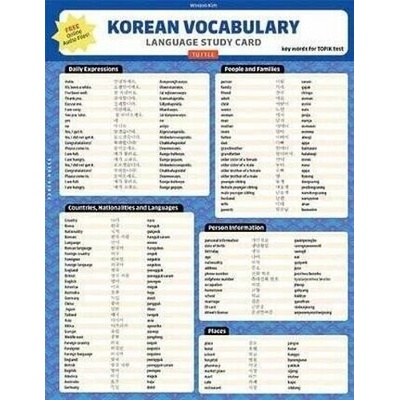 Korean Vocabulary Language Study Card