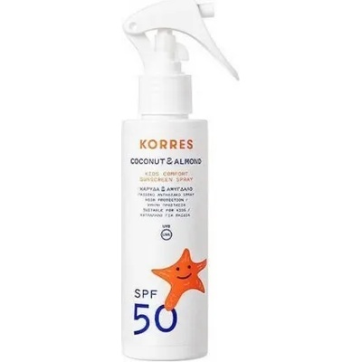 KORRES Нежен детски слънцезащитен спрей крем с кокосово и бадемово масло , Korres Coconut & Almond Kids Comfort Sunscreen Spray SPF50 150ml