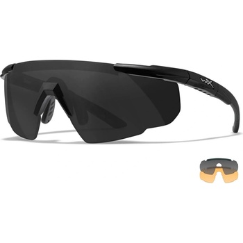Strelecké okuliare Wiley X Saber Advanced, súprava čierny rámček, súprava - dymovo sivé a oranžové Light Rust šošovky
