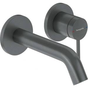 Hansgrohe Tecturis S - Скрита смесителна батерия за умивалник, със сифон, монтаж с 2 отвора, EcoSmart+, матиран черен хром 73350340 (73350340)