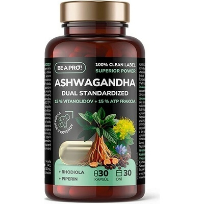 BE A PRO! ASHWAGANDHA Dual Standardized cps+ rhodiola + piperin 30 ks
