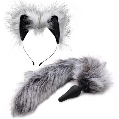 Tailz Grey Wolf Tail and Ears Set Gray