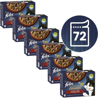 Felix Sensations Sauces hovězí jehněčí krůta kachna v omáčce 72 x 85 g