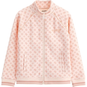 Image 1 of GUESS Суичър с цип за момиче в розово покрит с надписи Guess